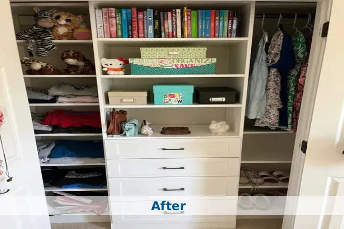 After image of clean closet full of items.