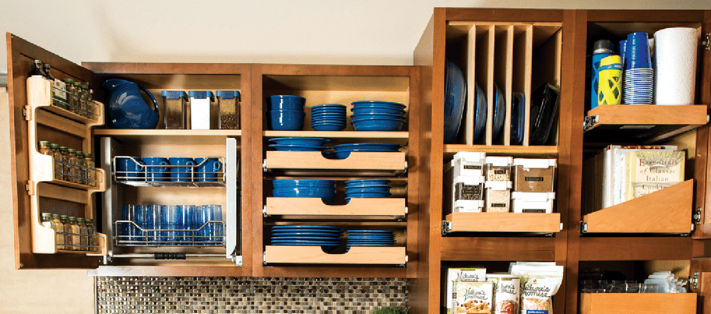 Kitchen pantry shelves.