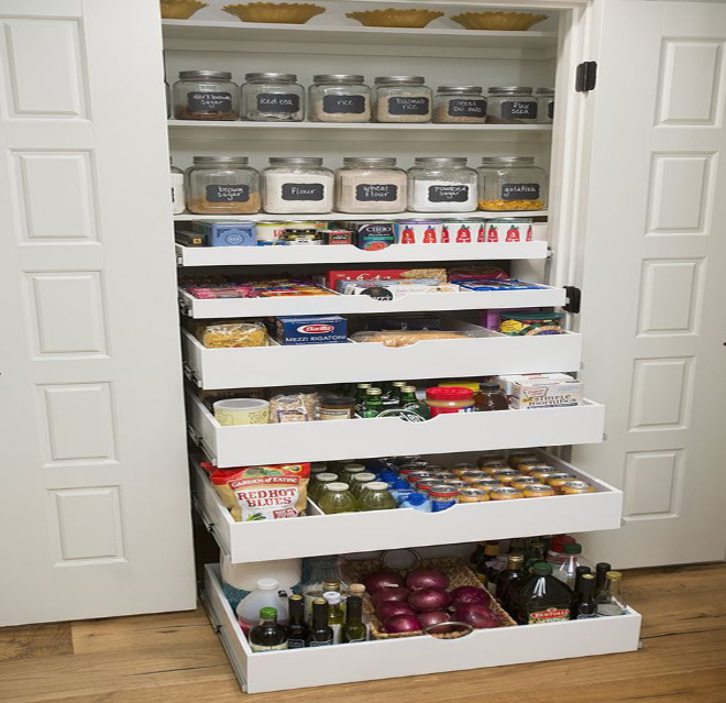 Custom Walk-In Pantry Storage by ShelfGenie of Miami & Fort Lauderdale.