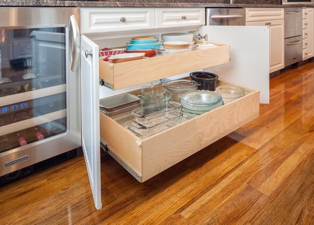 ShelfGenie of Charlotte custom pull out (glide-out) shelving for existing cabinets.