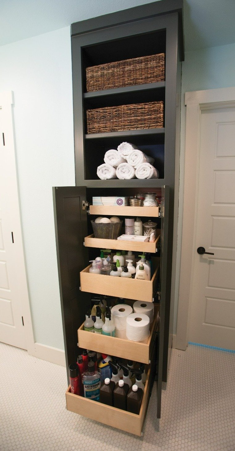 Dark Bathroom Storage