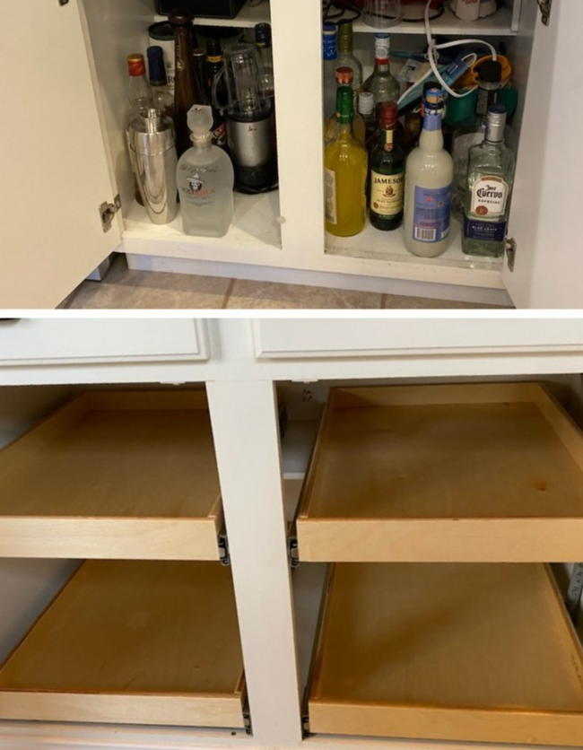 Liquor cabinet before and after
