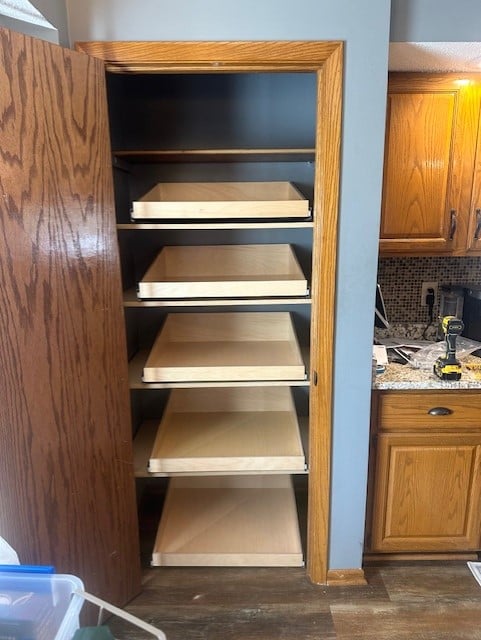 This customer wanted to add glide outs to her pantry. We installed 5. Now she can see everything that is on each shelf with our full extension rails.