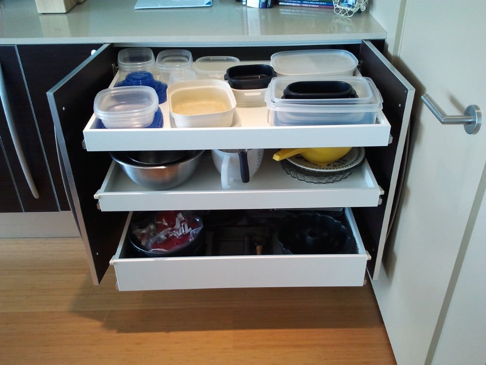 Who says you can't have three GlideOut drawers in your kitchen cabinet?