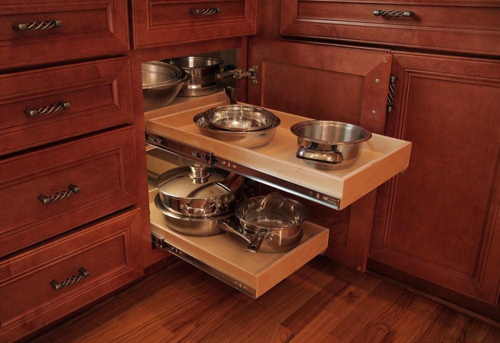 customized pull out shelves for blind kitchen corners