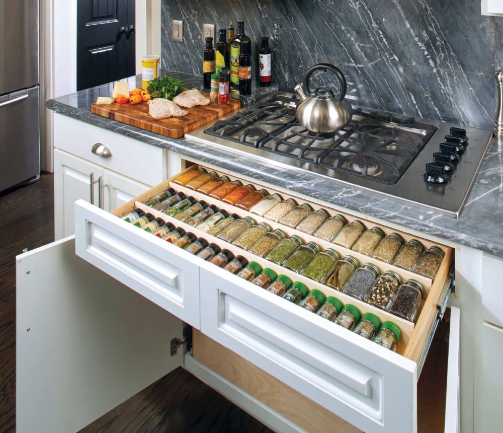pullout shelves for spices under range