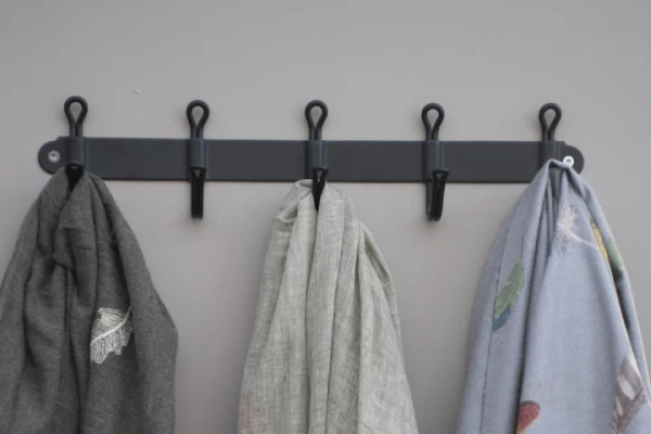 Black metal hooks.