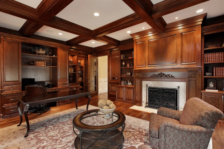 Built-in-bookshelf brown.